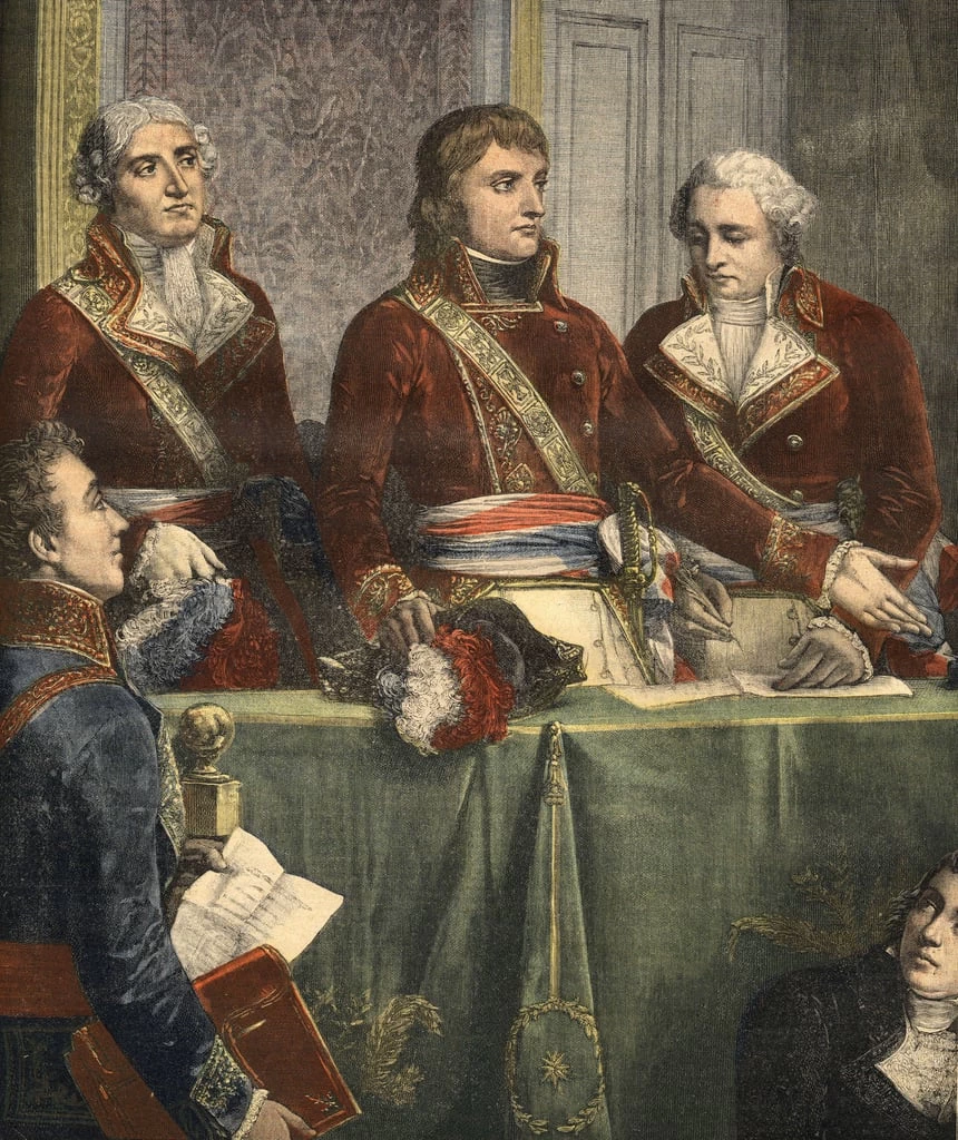I tre consoli Bonaparte, Cambaceres e Lebrun ricevono i giuramenti dei presidenti - Musee et Domaine National de Versailles et de Trianon, Versailles, dettaglio